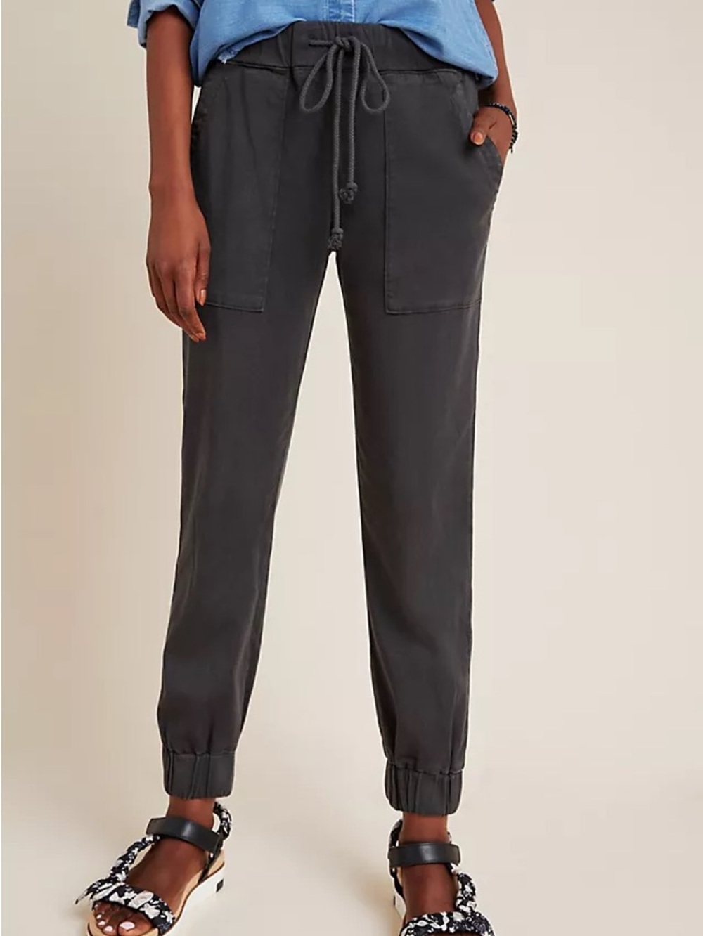 Cloth & Stone Black Tencel Utility Jogger Pants Small Gray C3675-626-303
